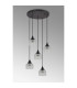 DeRuyter 5 Light Round Pendant E27 Satin Black/Prismatic Dome Glass Clear-8