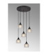 DeRuyter 5 Light Round Pendant E27 Satin Black/Prismatic Dome Glass Frosted-3