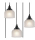 DeRuyter 5 Light Round Pendant E27 Satin Black/Prismatic Dome Glass Frosted-6