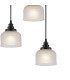 DeRuyter 5 Light Round Pendant E27 Satin Black/Prismatic Dome Glass Frosted-7