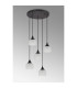 DeRuyter 5 Light Round Pendant E27 Satin Black/Prismatic Dome Glass Frosted-8
