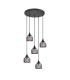 DeRuyter 5 Light Round Pendant E27 Satin Black/Prismatic Dome Glass Smoke-1