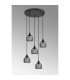 DeRuyter 5 Light Round Pendant E27 Satin Black/Prismatic Dome Glass Smoke-3