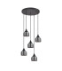 DeRuyter 5 Light Round Pendant E27 Satin Black/Prismatic Dome Glass Smoke-4