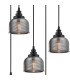 DeRuyter 5 Light Round Pendant E27 Satin Black/Prismatic Dome Glass Smoke-6