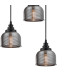 DeRuyter 5 Light Round Pendant E27 Satin Black/Prismatic Dome Glass Smoke-7