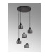 DeRuyter 5 Light Round Pendant E27 Satin Black/Prismatic Dome Glass Smoke-8