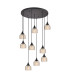DeRuyter 9 Light Round Pendant E27 Satin Black/Prismatic Dome Glass Amber-1