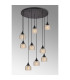 DeRuyter 9 Light Round Pendant E27 Satin Black/Prismatic Dome Glass Amber-3