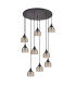 DeRuyter 9 Light Round Pendant E27 Satin Black/Prismatic Dome Glass Amber-4