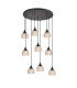 DeRuyter 9 Light Round Pendant E27 Satin Black/Prismatic Dome Glass Amber-5
