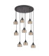 DeRuyter 9 Light Round Pendant E27 Satin Black/Prismatic Dome Glass Amber-9