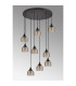 DeRuyter 9 Light Round Pendant E27 Satin Black/Prismatic Dome Glass Amber-10