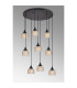DeRuyter 9 Light Round Pendant E27 Satin Black/Prismatic Dome Glass Amber-11
