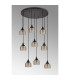 DeRuyter 9 Light Round Pendant E27 Satin Black/Prismatic Dome Glass Amber-12