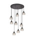 DeRuyter 9 Light Round Pendant E27 Satin Black/Prismatic Dome Glass Clear-1
