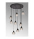 DeRuyter 9 Light Round Pendant E27 Satin Black/Prismatic Dome Glass Clear-3
