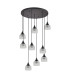 DeRuyter 9 Light Round Pendant E27 Satin Black/Prismatic Dome Glass Clear-4