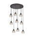 DeRuyter 9 Light Round Pendant E27 Satin Black/Prismatic Dome Glass Clear-5