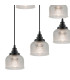 DeRuyter 9 Light Round Pendant E27 Satin Black/Prismatic Dome Glass Clear-8