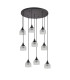 DeRuyter 9 Light Round Pendant E27 Satin Black/Prismatic Dome Glass Clear-9