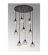 DeRuyter 9 Light Round Pendant E27 Satin Black/Prismatic Dome Glass Clear-11