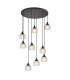 DeRuyter 9 Light Round Pendant E27 Satin Black/Prismatic Dome Glass Frosted-1