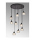 DeRuyter 9 Light Round Pendant E27 Satin Black/Prismatic Dome Glass Frosted-3