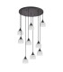 DeRuyter 9 Light Round Pendant E27 Satin Black/Prismatic Dome Glass Frosted-4