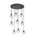 DeRuyter 9 Light Round Pendant E27 Satin Black/Prismatic Dome Glass Frosted-5