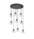 DeRuyter 9 Light Round Pendant E27 Satin Black/Prismatic Dome Glass Frosted-9