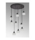 DeRuyter 9 Light Round Pendant E27 Satin Black/Prismatic Dome Glass Frosted-10