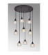 DeRuyter 9 Light Round Pendant E27 Satin Black/Prismatic Dome Glass Frosted-11