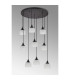 DeRuyter 9 Light Round Pendant E27 Satin Black/Prismatic Dome Glass Frosted-12