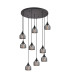 DeRuyter 9 Light Round Pendant E27 Satin Black/Prismatic Dome Glass Smoke-1
