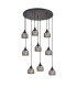 DeRuyter 9 Light Round Pendant E27 Satin Black/Prismatic Dome Glass Smoke-5