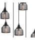 DeRuyter 9 Light Round Pendant E27 Satin Black/Prismatic Dome Glass Smoke-7