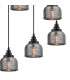 DeRuyter 9 Light Round Pendant E27 Satin Black/Prismatic Dome Glass Smoke-8