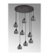 DeRuyter 9 Light Round Pendant E27 Satin Black/Prismatic Dome Glass Smoke-10
