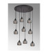 DeRuyter 9 Light Round Pendant E27 Satin Black/Prismatic Dome Glass Smoke-11