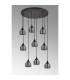 DeRuyter 9 Light Round Pendant E27 Satin Black/Prismatic Dome Glass Smoke-12