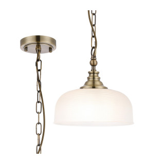 DeRuyter 27cm Flush/Single Pendant 1 Light Adjustable E27 Antique Brass/Frosted Glass-1
