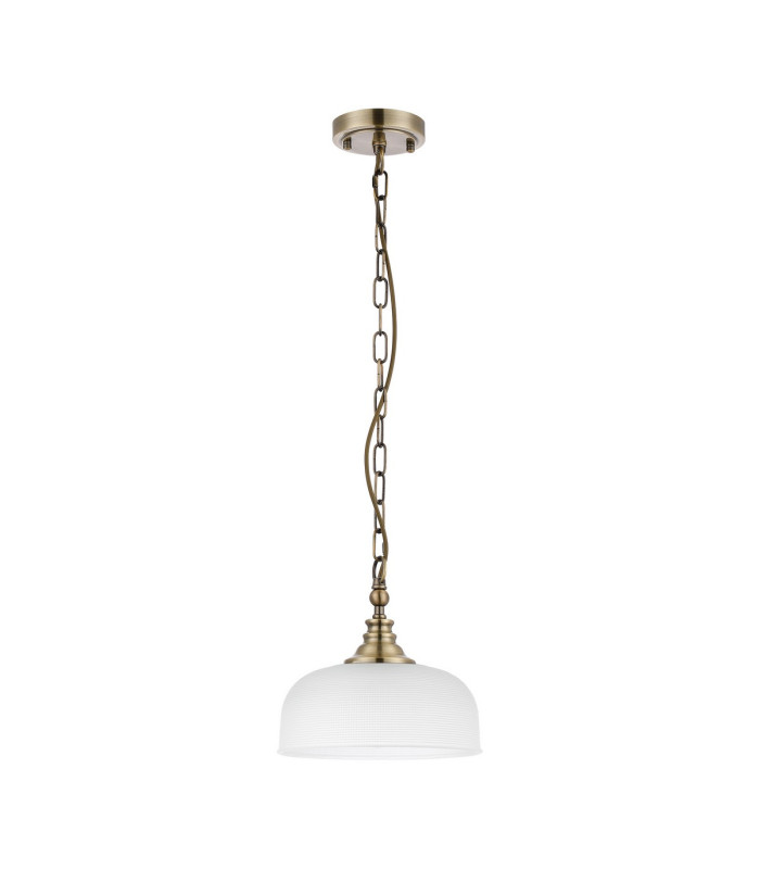 DeRuyter 27cm Flush/Single Pendant 1 Light Adjustable E27 Antique Brass/Frosted Glass-4