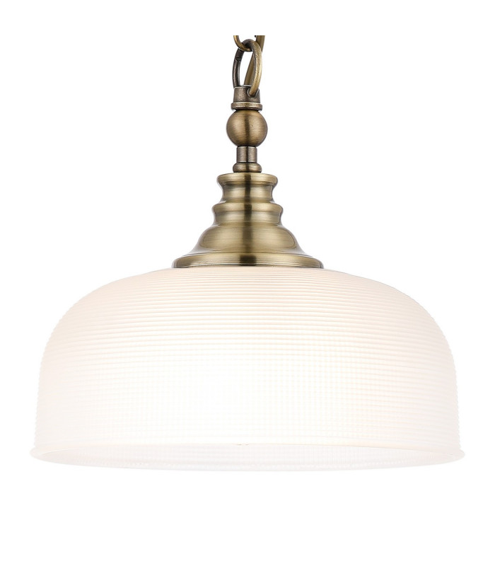 DeRuyter 27cm Flush/Single Pendant 1 Light Adjustable E27 Antique Brass/Frosted Glass-6