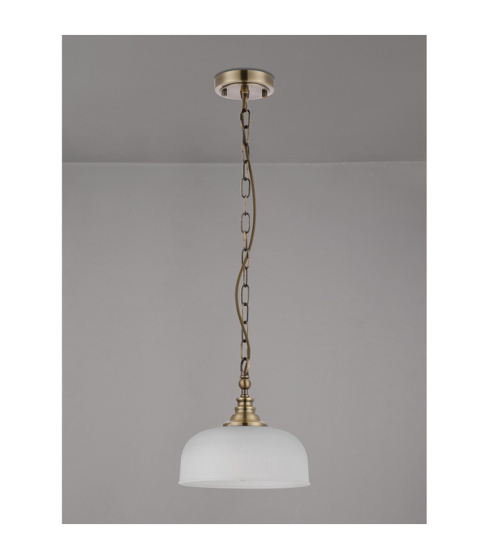 DeRuyter 27cm Flush/Single Pendant 1 Light Adjustable E27 Antique Brass/Frosted Glass-7