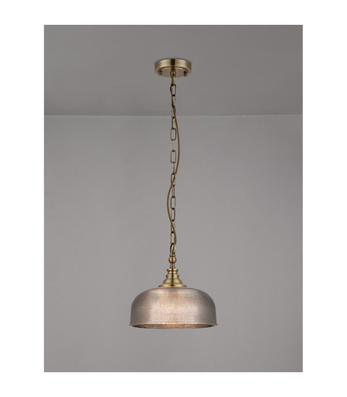 DeRuyter 27cm Flush/Single Pendant 1 Light Adjustable E27 Antique Brass/Smoke Glass-3