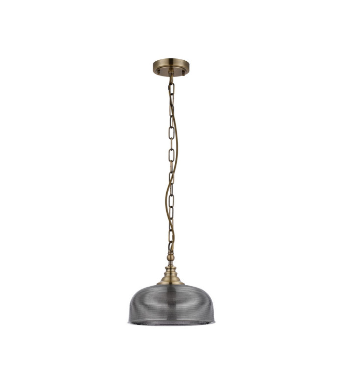 DeRuyter 27cm Flush/Single Pendant 1 Light Adjustable E27 Antique Brass/Smoke Glass-5