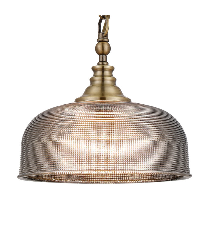 DeRuyter 27cm Flush/Single Pendant 1 Light Adjustable E27 Antique Brass/Smoke Glass-7