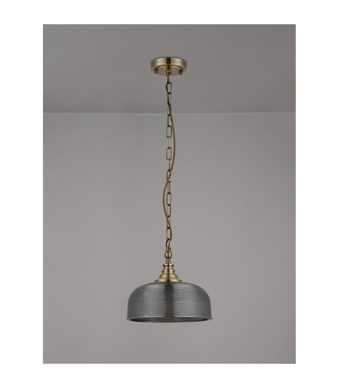 DeRuyter 27cm Flush/Single Pendant 1 Light Adjustable E27 Antique Brass/Smoke Glass-8