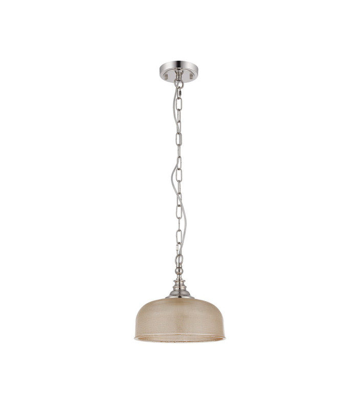 DeRuyter 27cm Flush/Single Pendant 1 Light Adjustable E27 Polished Nickel/Amber Glass-5